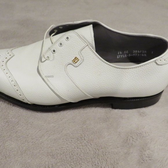 Footjoy Classics White Wingtips Golf Shoes Metal Spikes 57554 NWOB 14 EE main image 11
